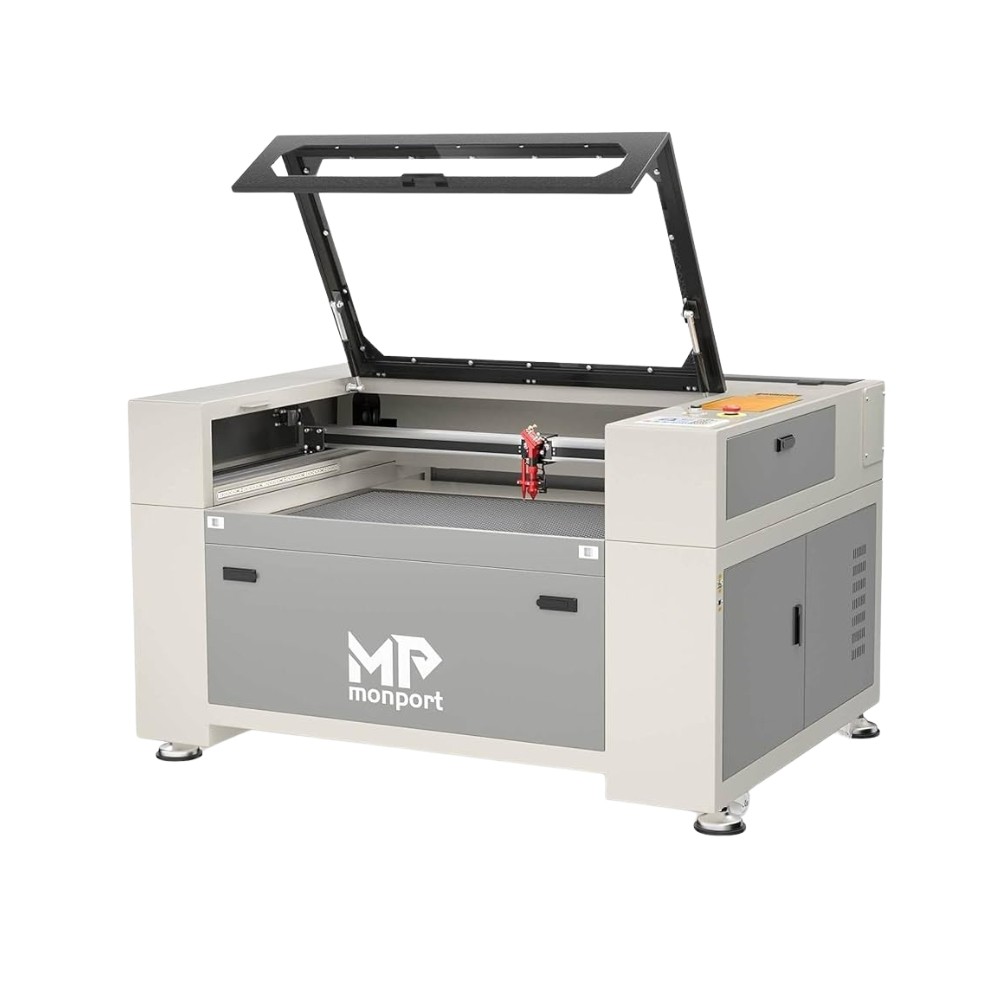 Grabadora láser de 100W realizando un corte en metal