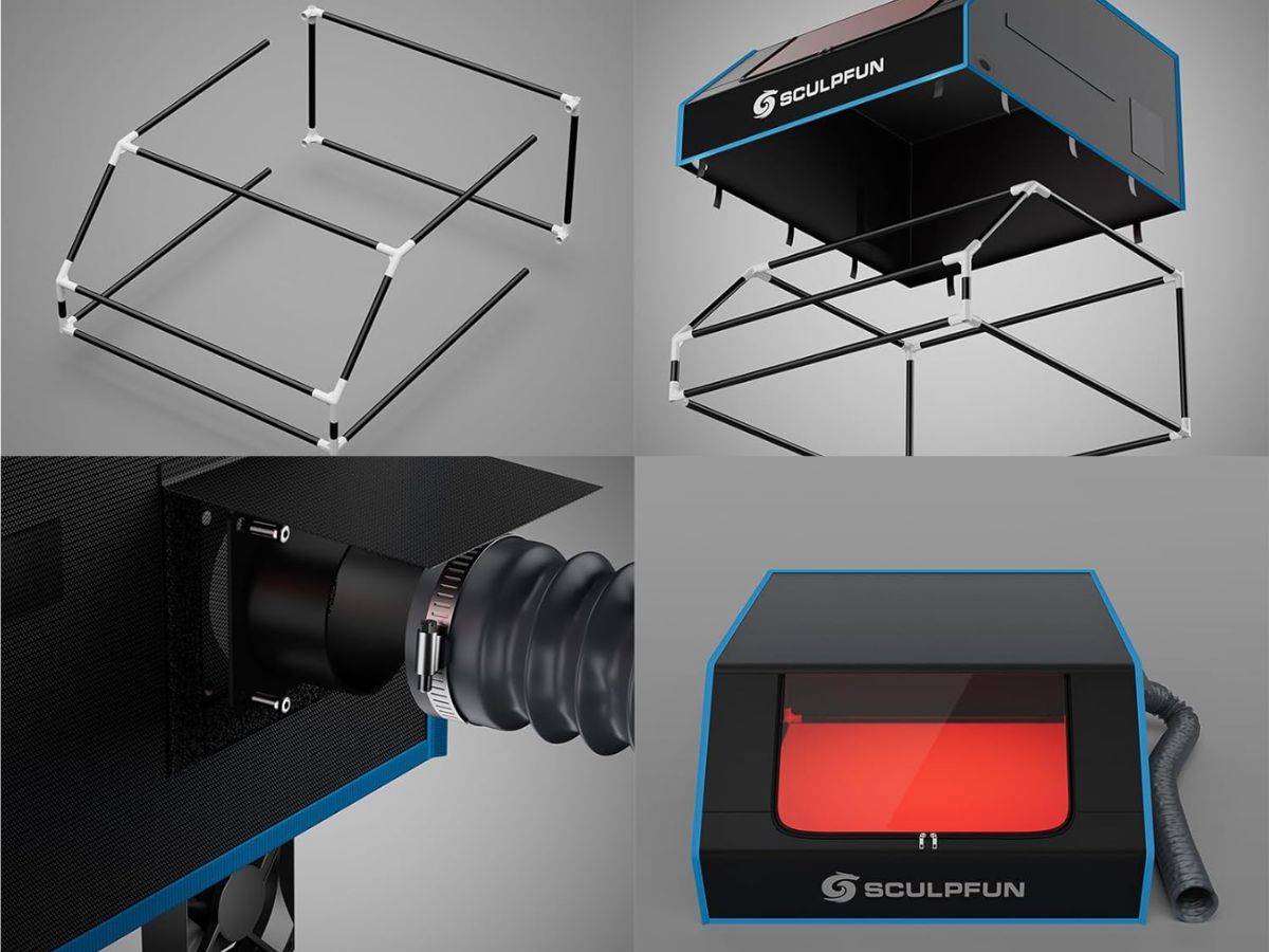 Sculpfun caja extractora de humo en detalle
